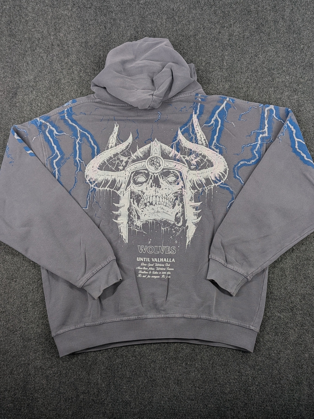 Darc Sport Wolves Club Hoodie Large Gray Lightning Bolt Until Valhalla Vintage